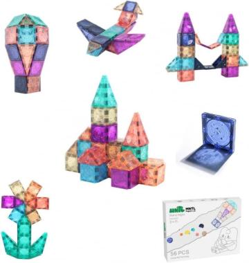 Jucarie set de constructie 3D, 56 elemente magnetice