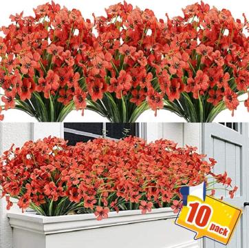 Flori ornamentale artificiale rosii set 10 buc