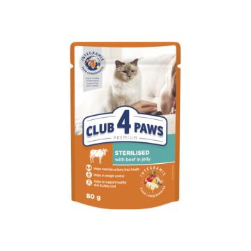 Hrana plic pisici sterilizate cu vita 80g - Club 4 Paws de la Club4Paws Srl