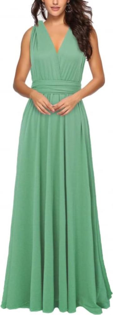 Rochie eleganta lunga, fara maneci, spate gol, talie inalta