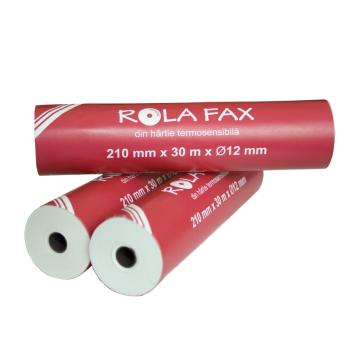 Role hartie fax, 210 mm x 30 m x 12 mm, neutra