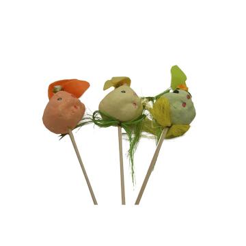 Set decoratiuni 3 iepurasi din polistiren pe bat