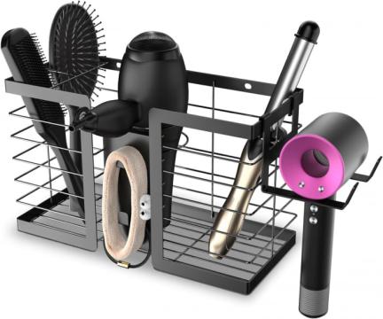 Suport metalic organizare accesorii baie cu 3 compartimente