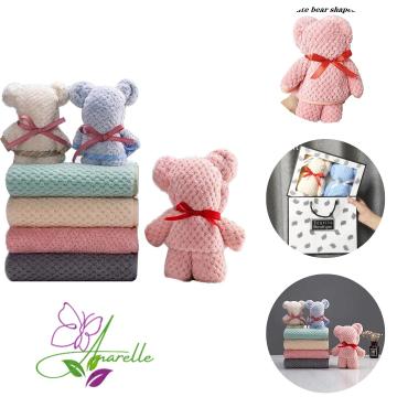 Set prosoape ursulet, coral fleece, cadou copii, Manolex
