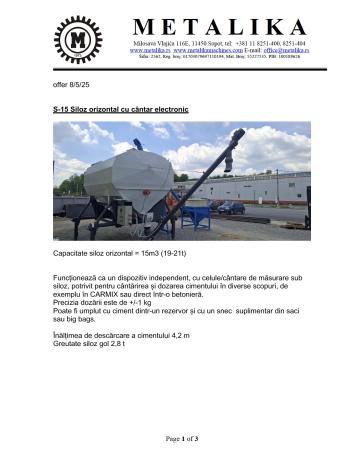 Siloz de ciment orizontal