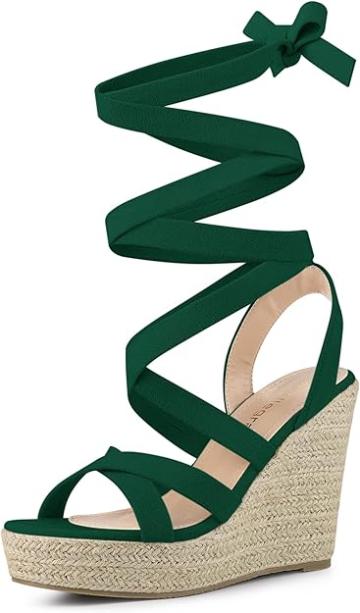 Sandale platforma elegante, cu toc gros, verzi, marimea 39