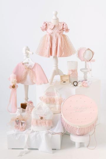 Set complet botez (trusou) - Audrey - roz (maneca scurta) de la Andreeatex