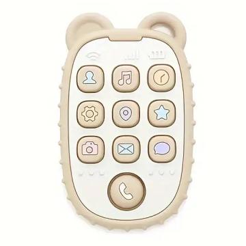 Jucarie pentru dentitie, din silicon, crem Mini telefon de la Saralma Shop Srl