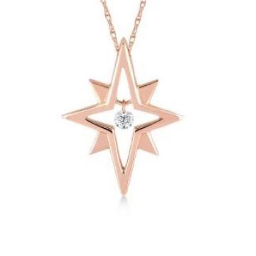 Colier din aur roz de14K cu diamant de 0.06 carate