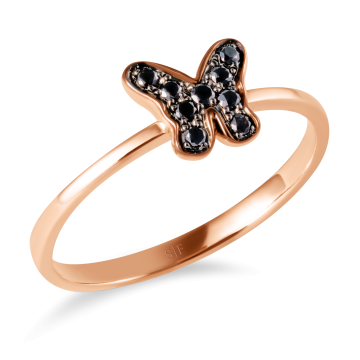 Inel din aur roz de 14K cu diamante negre de 0.11 carate de la Sandra Ferretti Srl