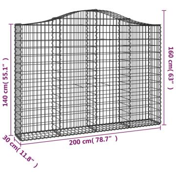 Cosuri gabion arcuite 5 buc., 200x30x140/160cm