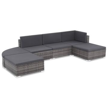Set mobilier de gradina cu perne, 6 piese, gri