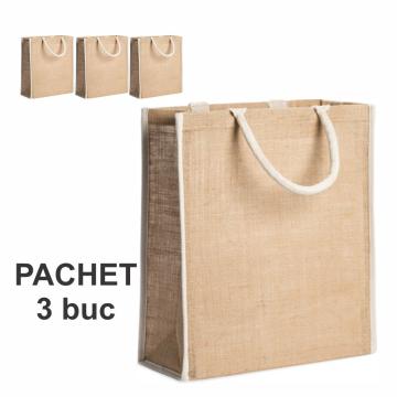 Sacosa iuta cu finsaje contrastante, Koper, 3 bucati de la Best Media Style Srl