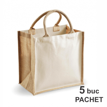 Sacosa bumbac si iuta, midi, toarta natur, 5 bucati de la Best Media Style Srl