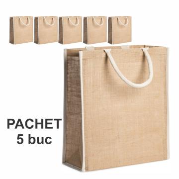 Sacosa iuta cu finsaje contrastante, Koper, 5 bucati de la Best Media Style Srl