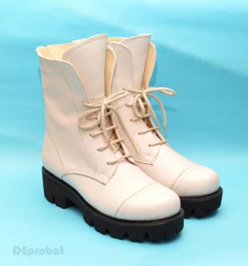 Bocanci albi dama piele naturala sport-casual BOC14
