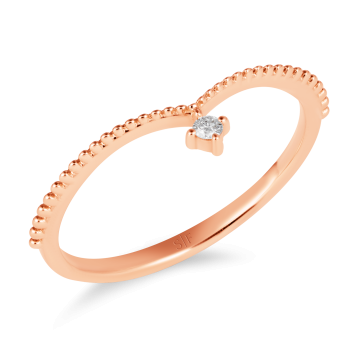 Inel din aur roz de 18K cu diamant de 0.04 carate