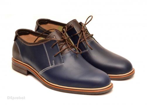Pantofi barbati piele naturala bleumarin casual cu siret de la Deprobat.ro
