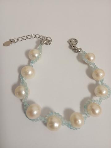 Bratara cu perle si topaz 21 cm + 5 cm de la Crissy Atelier Srl