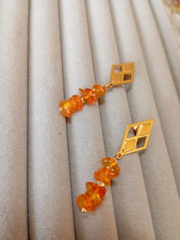 Cercei chihlimbar si swarovski