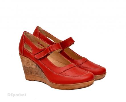Pantofi dama piele naturala rosii cu platforma P74R de la Deprobat.ro