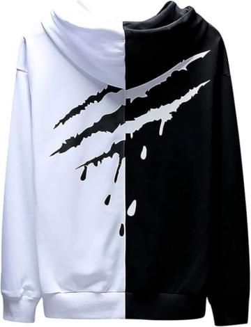 Hanorac unisex lejer, cu gluga, alb negru 2XL de la Molifag Srl