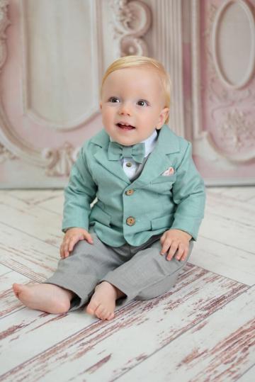 Costum botez Sebastian - verde menta