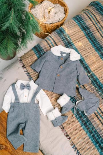 Costum botez Mihail - gri de la Andreeatex