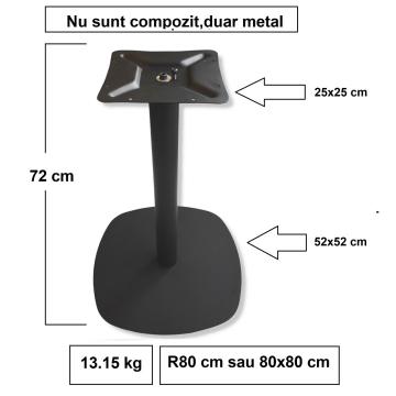Picioare metalice pentru masa Brussel, negru, 80 cm