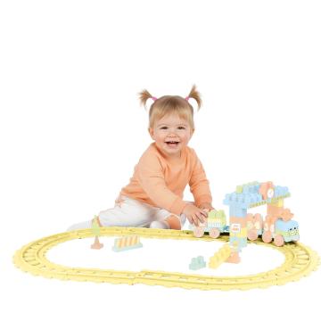 Joc Set de constructii cu trenulet - 58 piese (pastel)