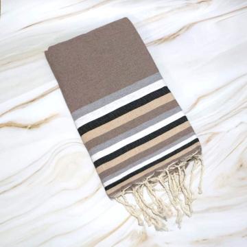 Prosop fouta plaja &amp; spa maro cu dungi inchise 200 x 100 de la Tradizan