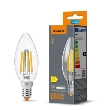 Bec LED filament Videx C37 6W E14 4100K (880 Lm) de la Casa Cu Bec Srl