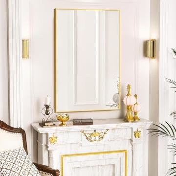 Oglinda suspendata cu rama metal Gold 70x50x4 cm de la Molifag Srl