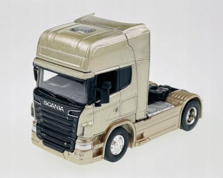 Macheta cap tractor Scania V8 R730 2 axe auriu, scara 1:64