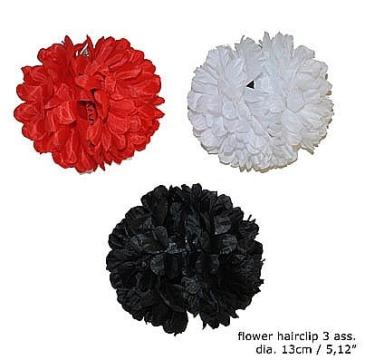 Clema de par floare rosu negru alb - 53685