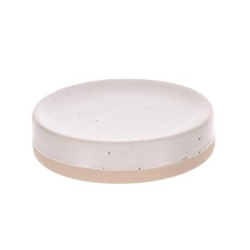 Sapuniera ceramica rotunda cu insertii - alb / crem de la URBANIX SRL