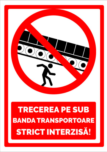 Indicator pentru trecerea pe sub banda transportoare