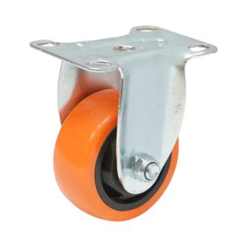 Roata fixa 75x31mm fara frana, PVC portocaliu, placa otel
