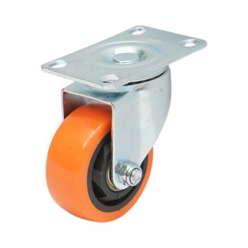Roata pivotanta 75x31mm fara frana, PVC portocaliu