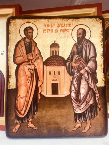 Icoana Sfintii Apostoli Petru si Pavel foita aur 22cm