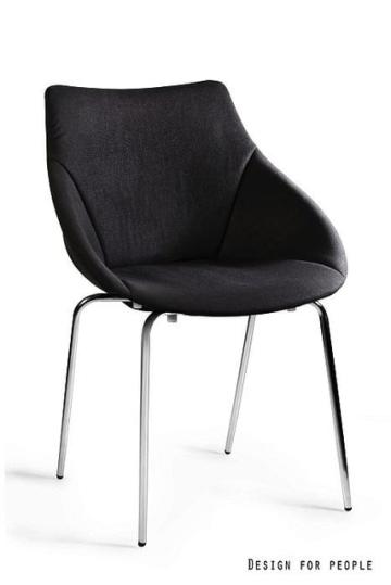 Scaun dining tapitat Lumi cadru otel cromat, culoare neagra