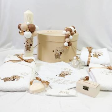 Trusou de botez personalizat cu iepuras brodat
