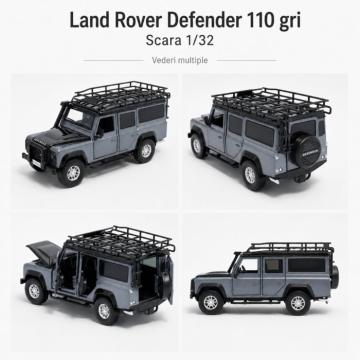 Macheta Land Rover Defender 110 gri Stornoway, cu lumini de la Hobbyplanet Romania