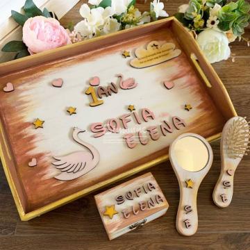 Set elegant tavita mot turta Lebede de la Simonne