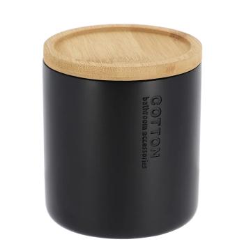 Cutiuta rotunda polirasina - negru/bamboo 9.5x11 cm