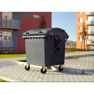 Container HDPE CLE 1100L cu capac rotund negru