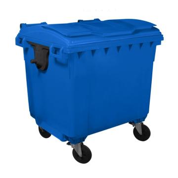 Container HDPE CLF 1100L cu capac plat albastru