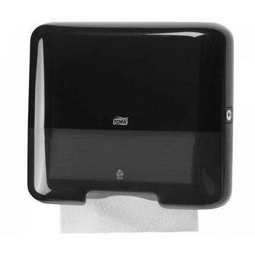 Dispenser negru de prosoape din hartie mini Tork, V si Z